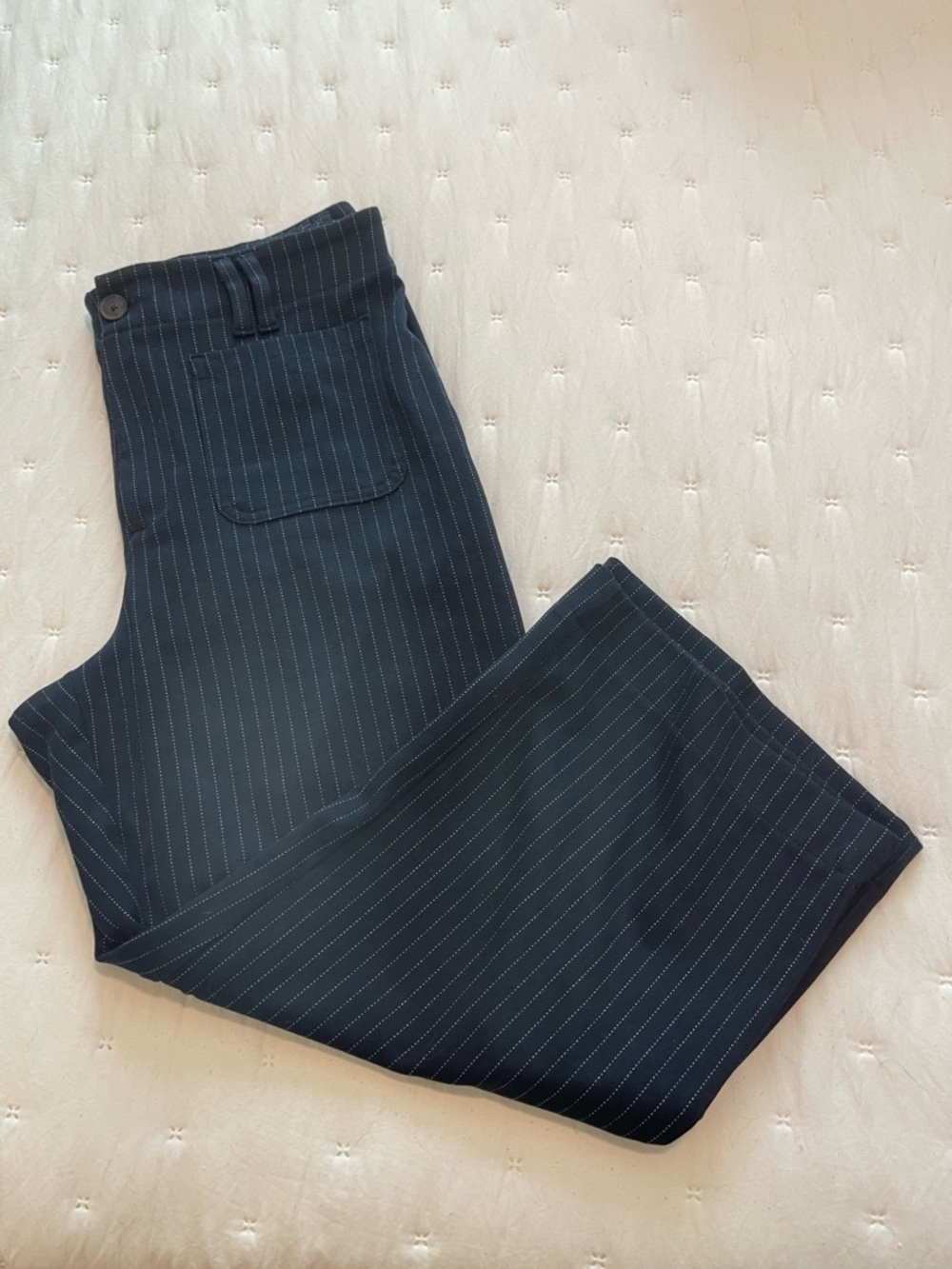 a new day Navy Pinstripe Cropped Wide Legged Pants